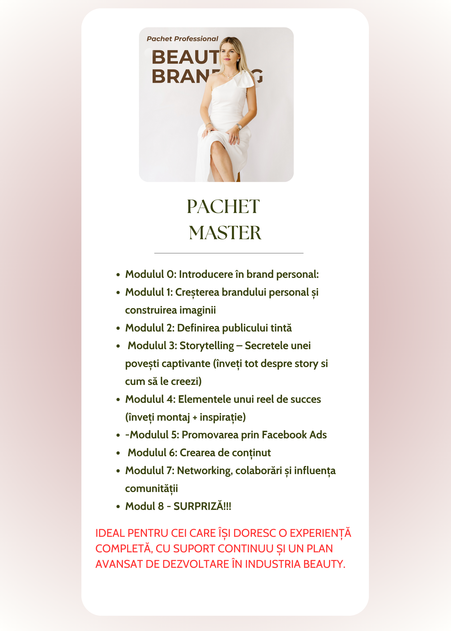 Pachet MASTER -  BEAUTY BRANDING 1.0